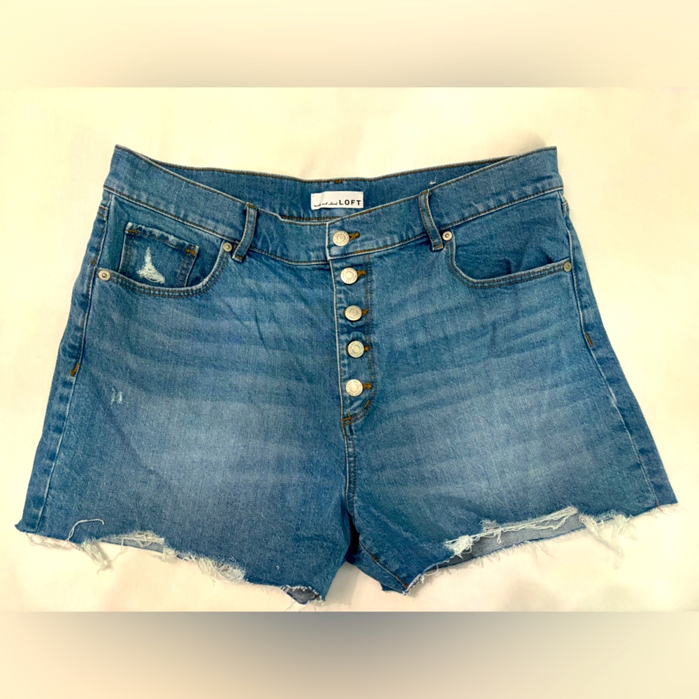 LOFT Button Front High Rise Shorts